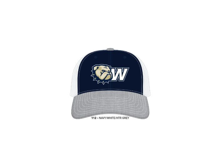Navy Grey Brim White Dog Head W 3D Performance PVC Patch Mid Pro Adjustable Snapback Hat