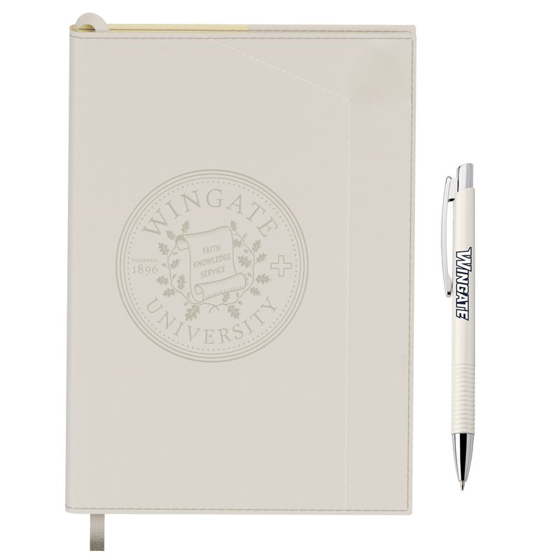 5&quot; x 8&quot; White Manchester With Pen Embossed Seal Journal