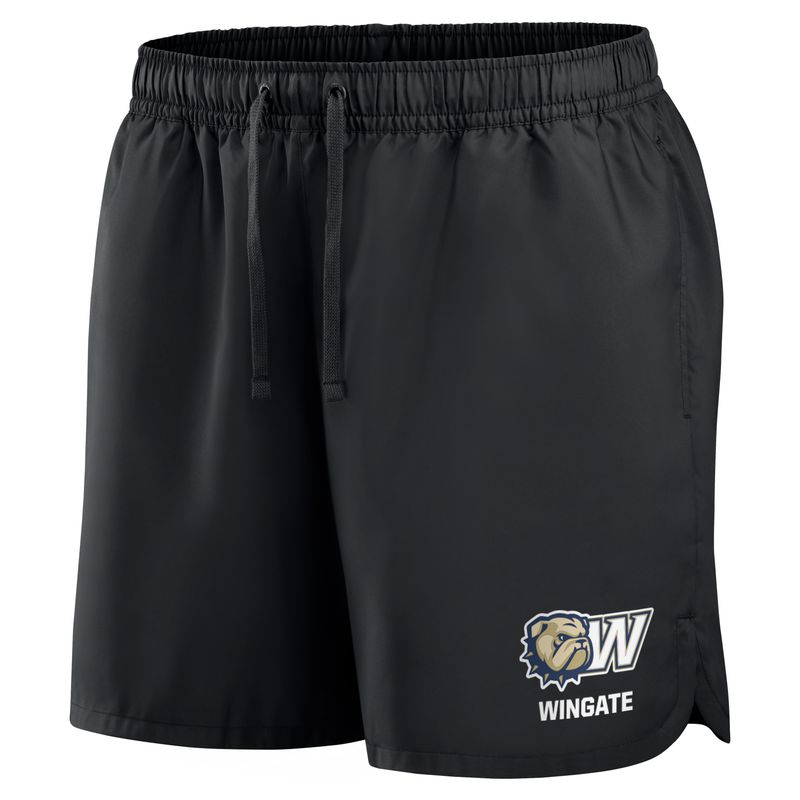 6&quot; Black Wingate Lightweight Woven Elastic Waist Drawstring Flow Short
