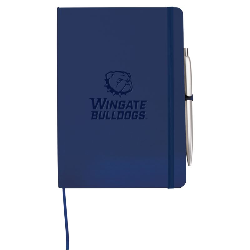 5&quot; x 8&quot; Navy Primo With Pen Embossed Dog Head Wingate Bulldogs Journal