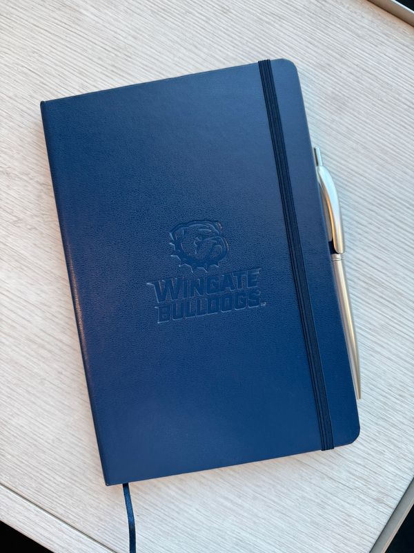 5" x 8" Navy Primo With Pen Embossed Dog Head Wingate Bulldogs Journal