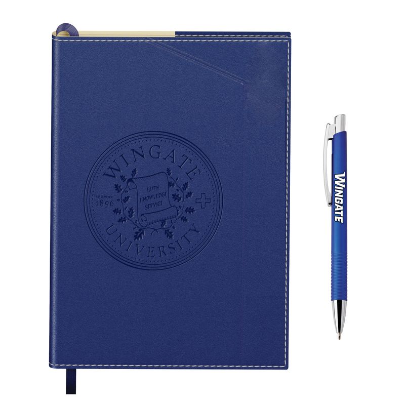 5&quot; x 8&quot; Navy Manchester With Pen Embossed Seal Journal