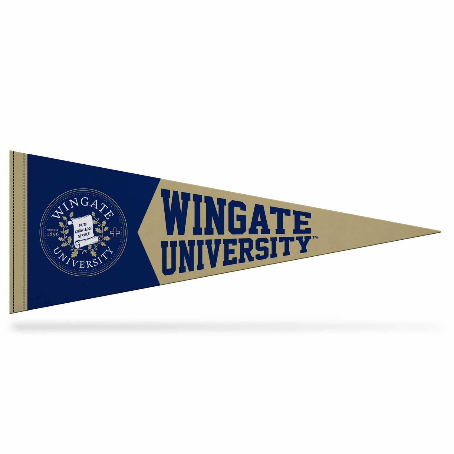 9&quot; x 24&quot; Navy Gold Dog Seal Wingate University Soft Felt Pennant