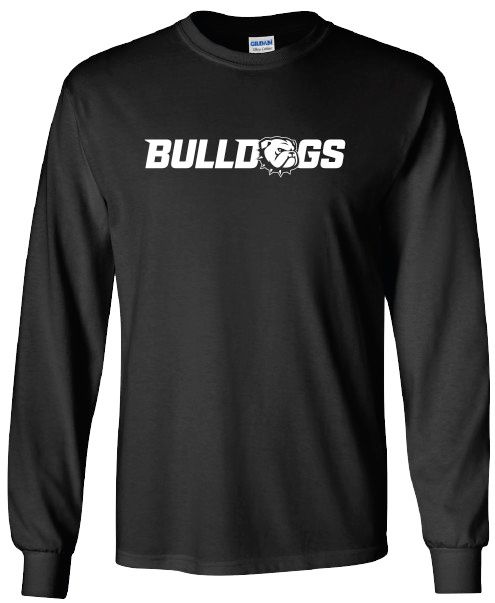 Black Bulldogs Dog Head O Long Sleeve T Shirt, Size: SM