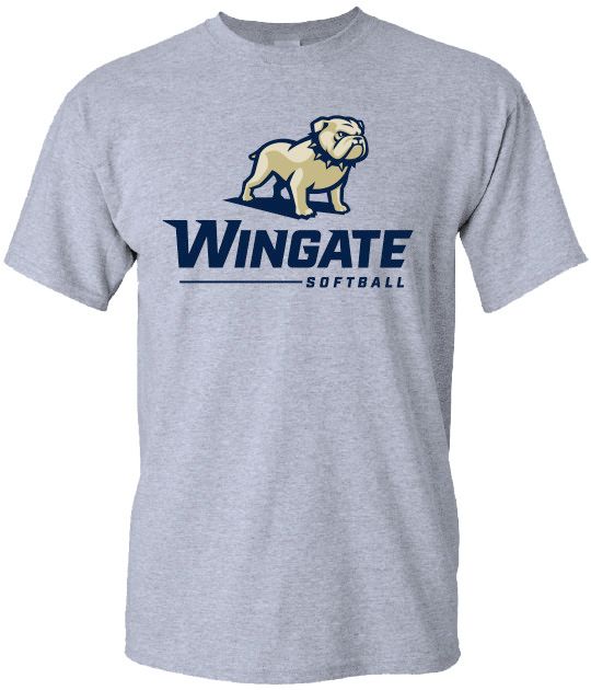 Grey Full Standing Dog Over Wingate Softball Short Sleeve T Shirt, Size: SM