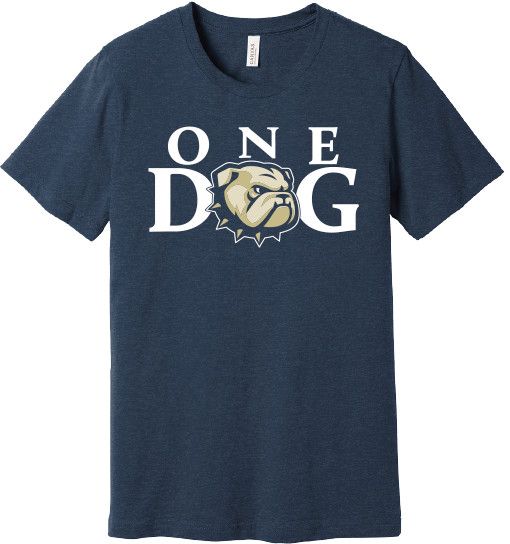 Navy Heather One Dog Head Short Sleeve T Shirt, Size: SM