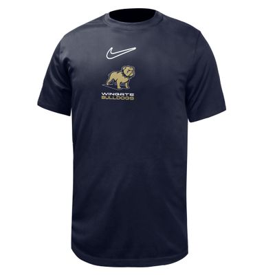 Navy Full Standing Dog Over Wingate Over Bulldogs Legend Drifit Short Sleeve T Shirt, Size: SM