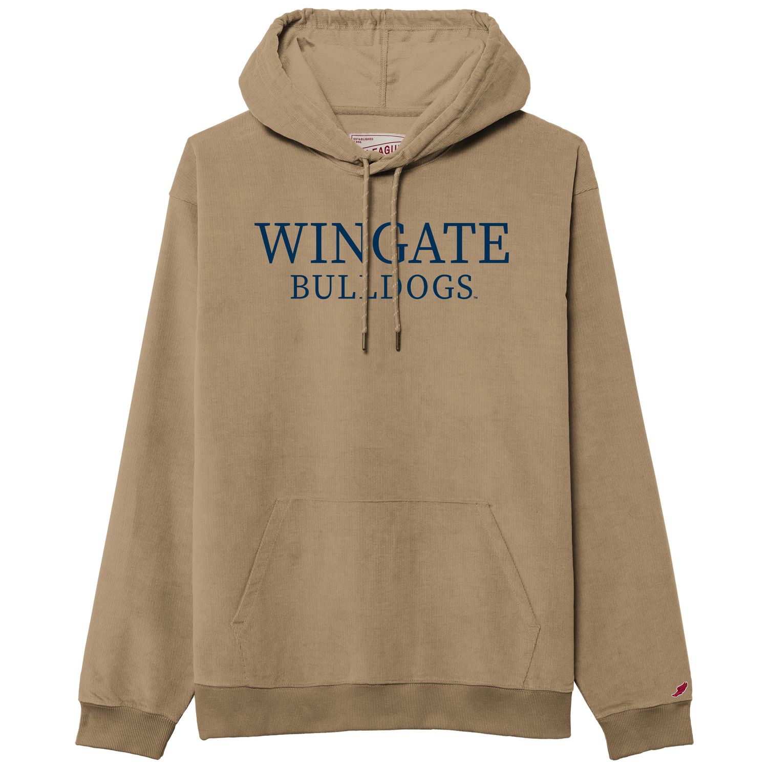 Khaki Wingate Bulldogs Stretch Cord Hoodie, Size: MD