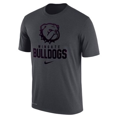 Anthracite Dog Head Wingate Bulldogs Drifit Cotton Short Sleeve T Shirt, Size: SM