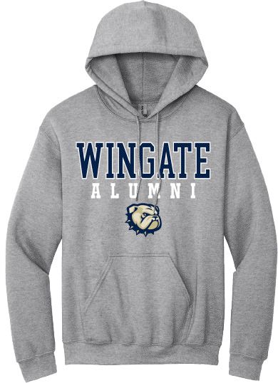 Grey Wingate Alumni Dog Head Hoodie Sweatshirt, Size: SM
