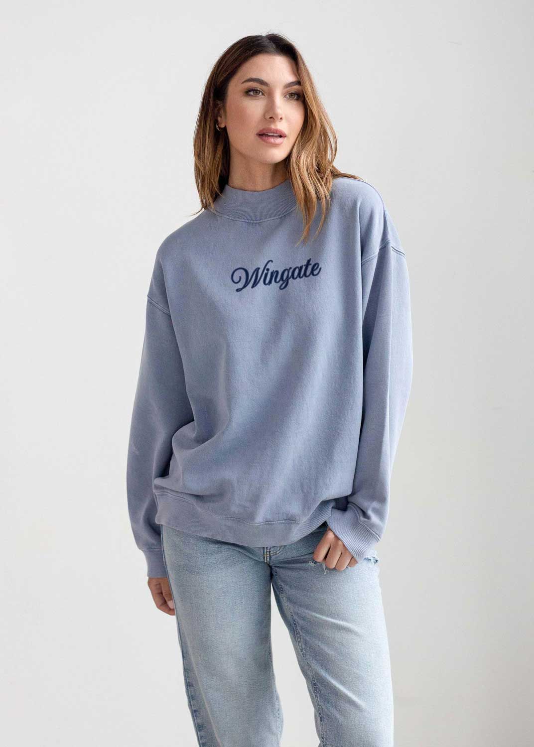 Ocean Wingate Salt Wash Mock Neck Sweatshirt, Size: SM