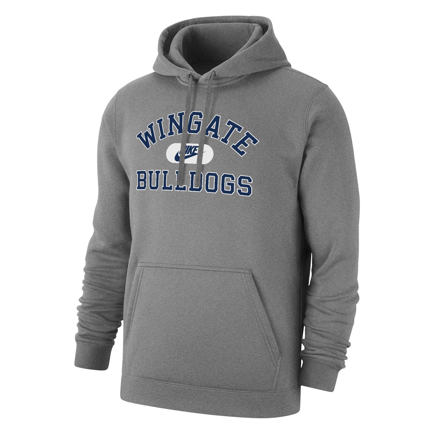 Grey Wingate Nike Swoosh Bulldogs Club Fleece PO Hoodie Sweatshirt, Size: SM