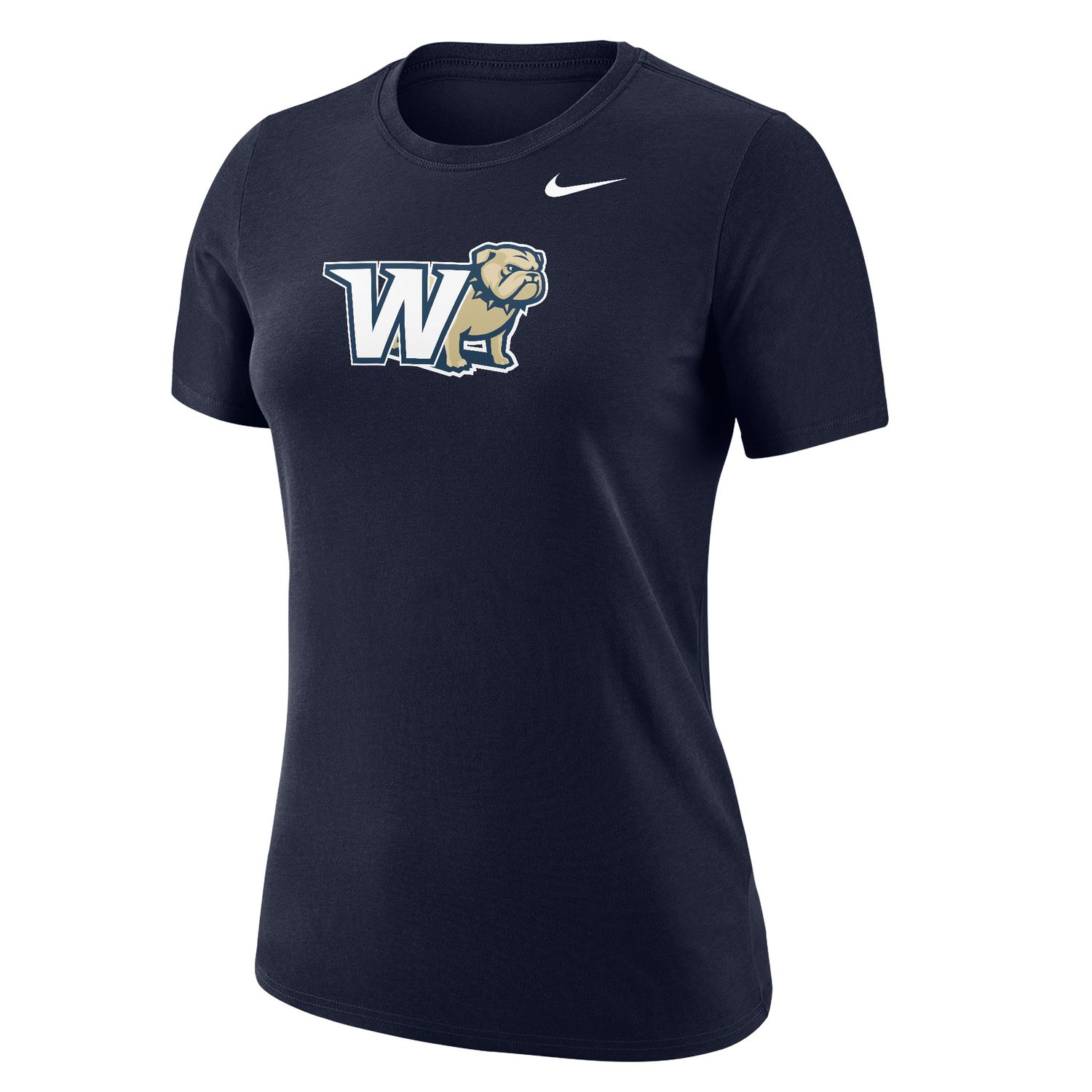 Ladies Navy W Full Standing Dog Behind Legend Short Sleeve T Shirt, Size: MD