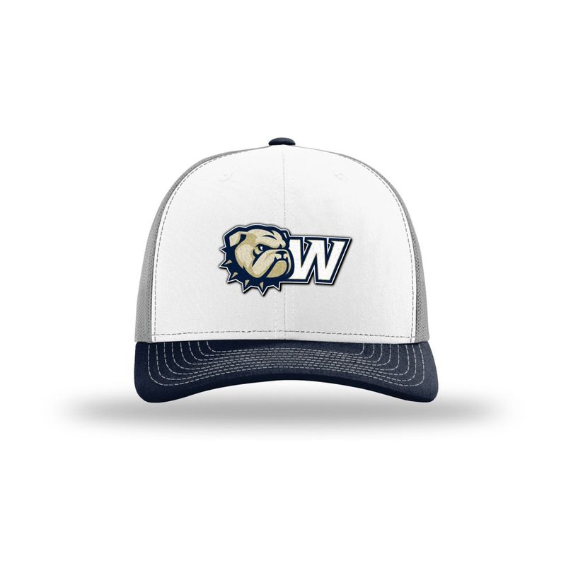 White Navy Brim Grey  Dog Head W 3D Performance PVC Patch Mid Pro Adjustable Snapback Hat