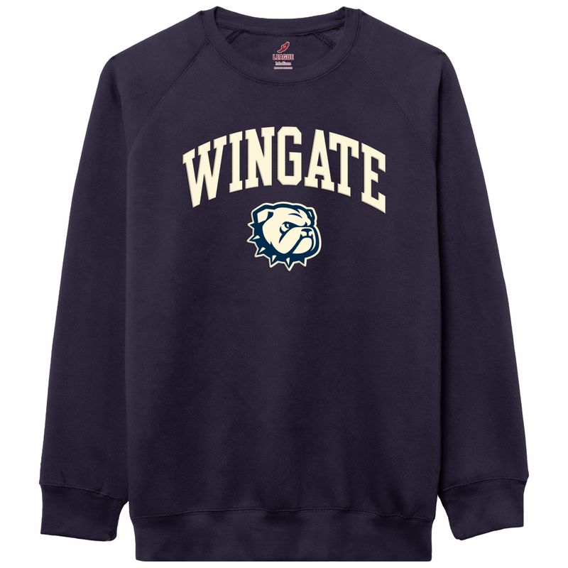 Navy Wingate Dog Head Raw Edge Essential Fleece Crewneck Sweatshirt