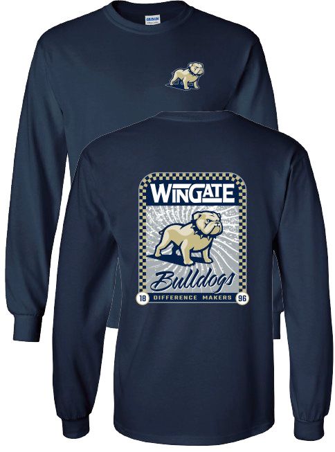 Navy Wingate Full Dog Bulldogs Difference Makers 1896 Long Sleeve T Shirt, Size: SM