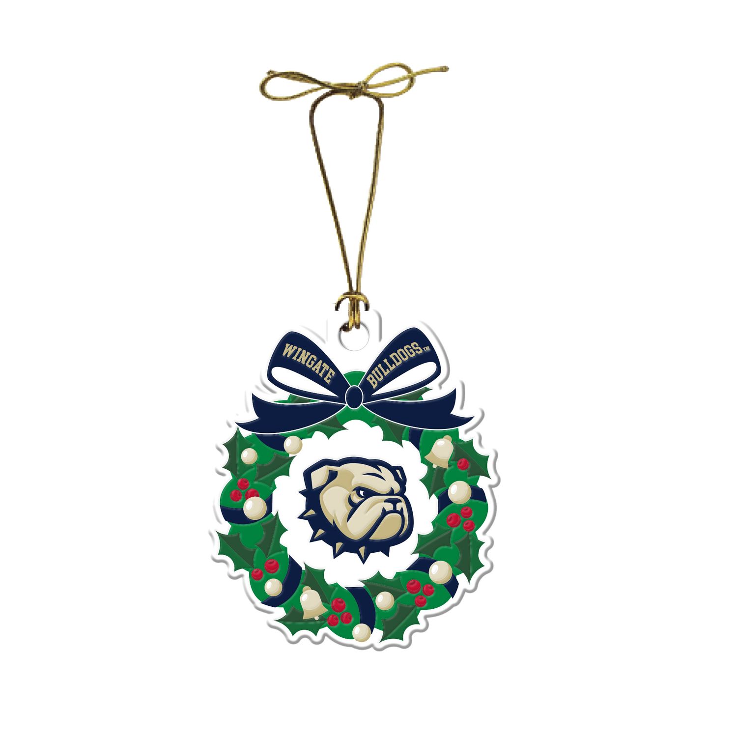 Wingate Bulldogs Dog Head Wreath Ornament