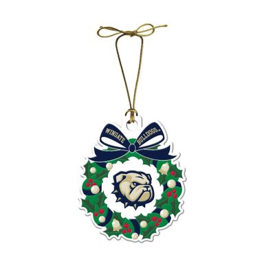 Wingate Bulldogs Dog Head Wreath Ornament