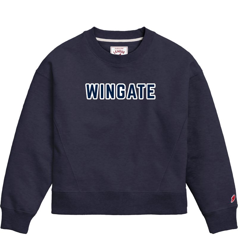 Ladies Navy Wingate Chenille 1636 Boxy Crewneck Sweatshirt