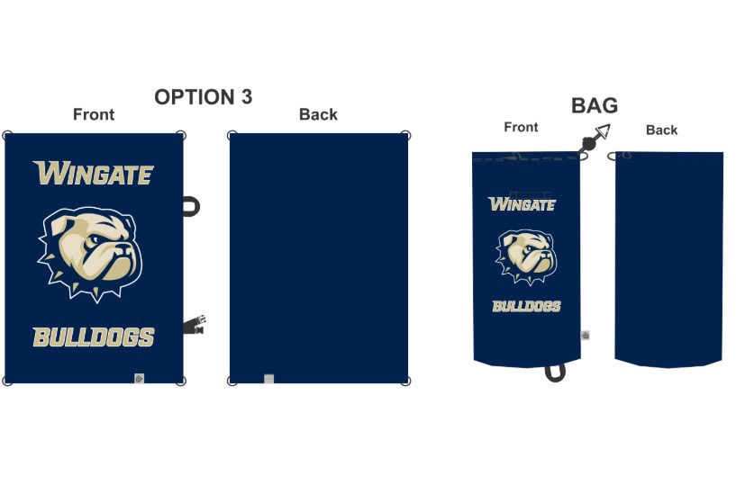 71&quot; x 53&quot; Navy Wingate Dog Head Bulldogs Sublimated Fiber Filled Quilted Loop and Clip Blanket (Carry Case Included)