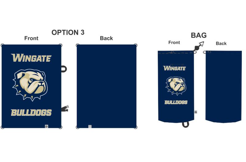 71&quot; x 53&quot; Navy Wingate Dog Head Bulldogs Sublimated Fiber Filled Quilted Loop and Clip Blanket (Carry Case Included)