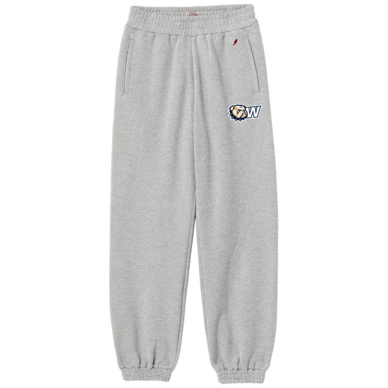 Ladies Grey Dog Head W Embroidered 1991 Sueded Fleece Elastic Bottom Sweatpant