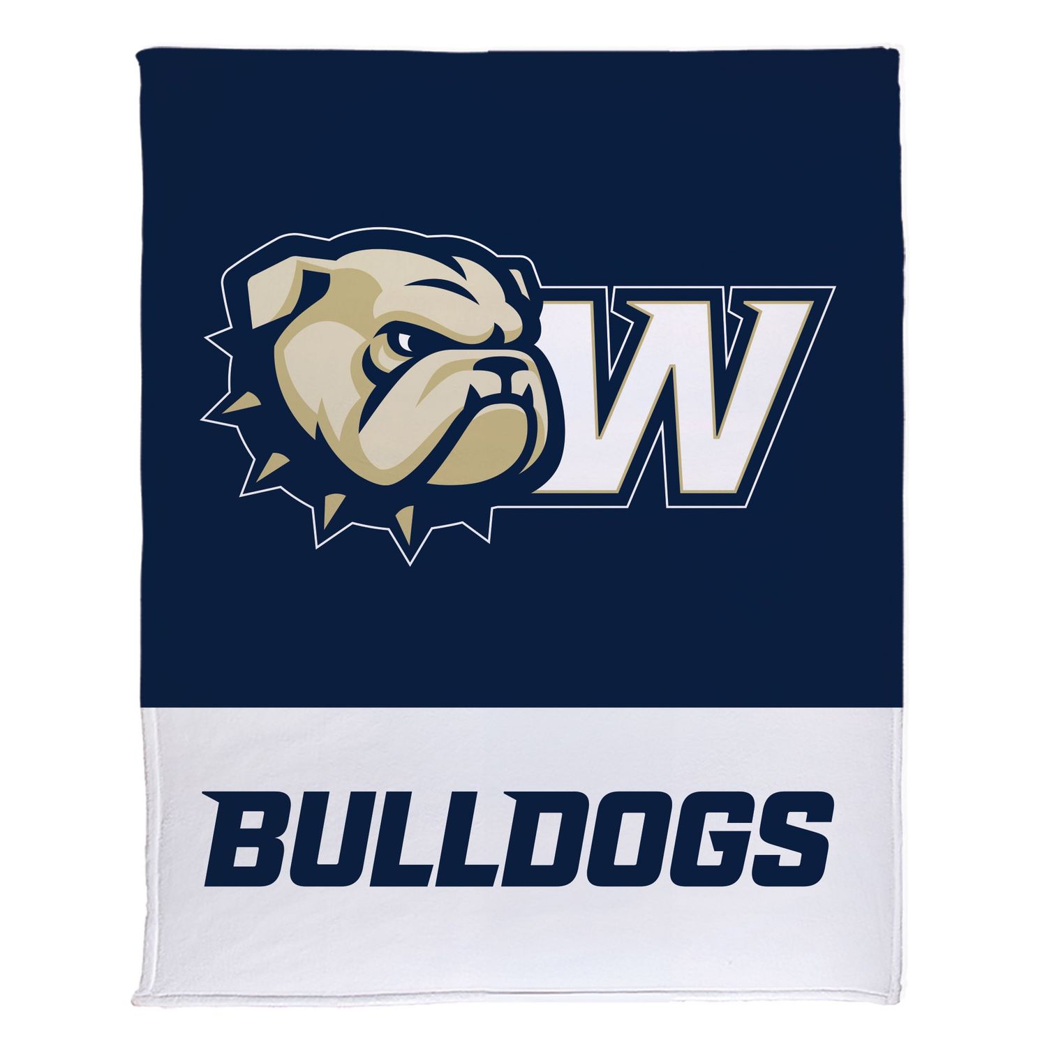 50&quot; W x 60&quot; H Large Dog Head W Wingate Bulldogs Sublimated Fleece Blanket