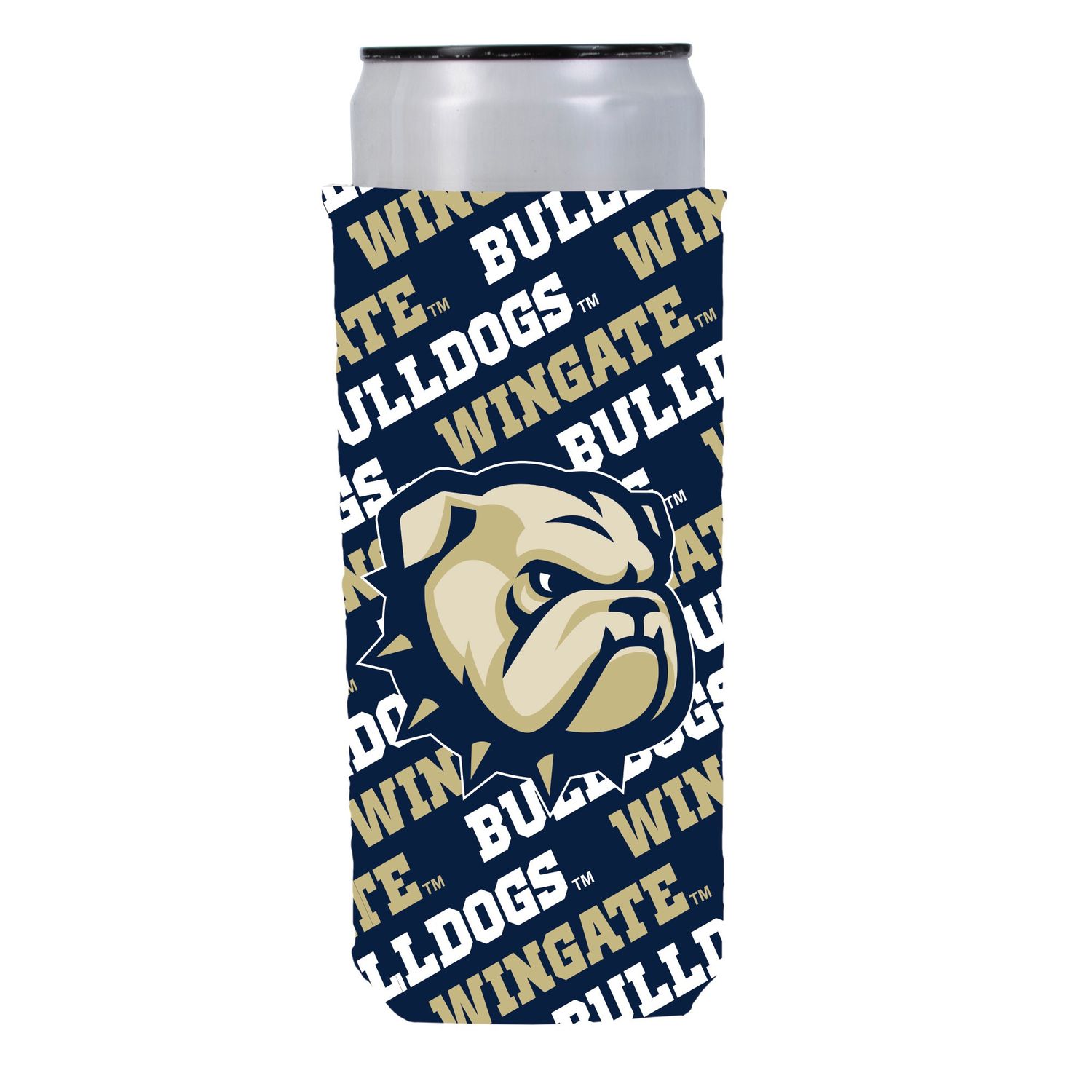 Wingate Bulldogs Dog Head Britepix Slim Can Koozie