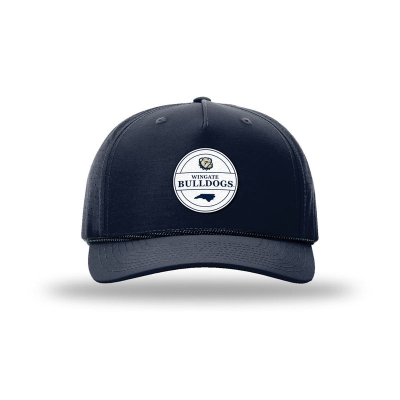 Navy Dog Head Wingate Bulldogs State Performance PVC Patch Mid Pro Adjustable Snapback Hat