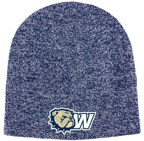 Navy Dog Head W Marled Non Cuff Beanie Hat
