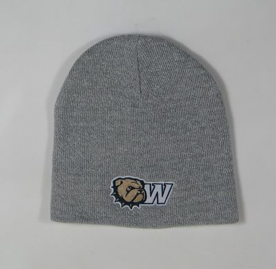 Grey Dog Head W Marled Non Cuff Beanie Hat