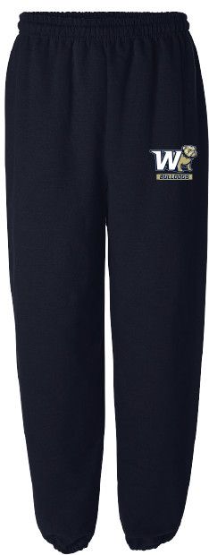 Navy W Half Dog Bulldogs Banded Bottom Drawstring Waist Sweatpants