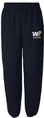 Navy W Half Dog Bulldogs Banded Bottom Drawstring Waist Sweatpants