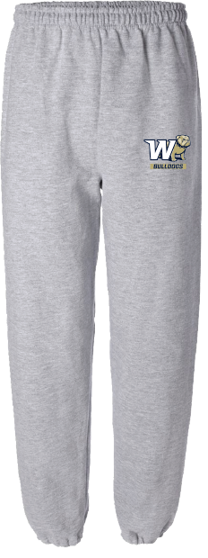 Grey W Half Dog Bulldogs Banded Bottom Drawstring Waist Sweatpants