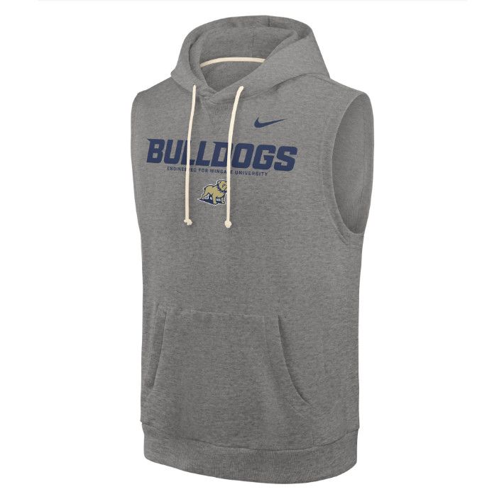 Grey Engineered For Wingate University Full Standing Dog French Terry Sleeveless Hoodie Sweatshirt, Size: SM