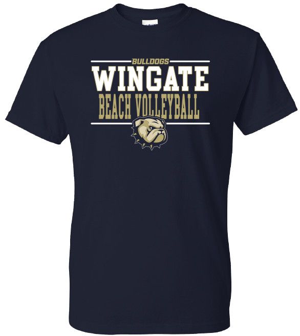 Navy Bulldogs Wingate Beach Volleyball Dog Head Short Sleeve T Shirt