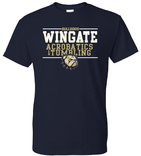 Navy Bulldogs Wingate Acrobatics &amp; Tumbling Dog Head Short Sleeve T Shirt, Size: SM