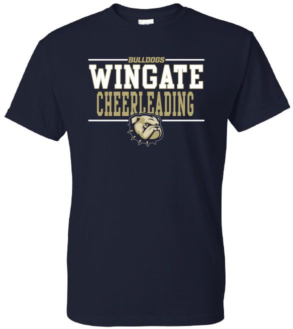 Navy Bulldogs Wingate Cheerleading Dog Head Short Sleeve T Shirt
