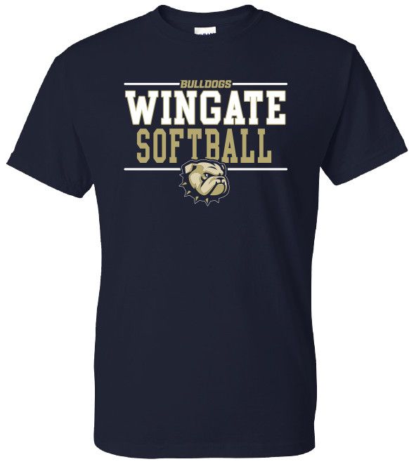Navy Bulldogs Wingate Softball Dog Head Short Sleeve T Shirt