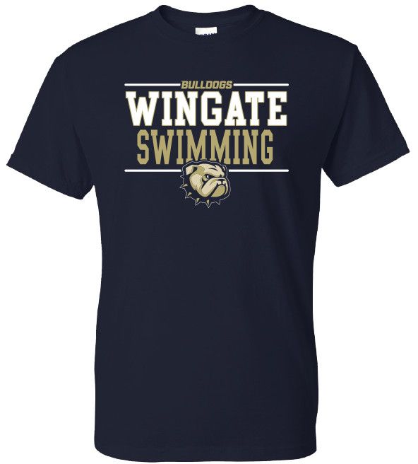 Navy Bulldogs Wingate Swimming Dog Head Short Sleeve T Shirt