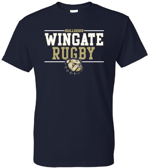 Navy Bulldogs Wingate Rugby Dog Head Short Sleeve T Shirt