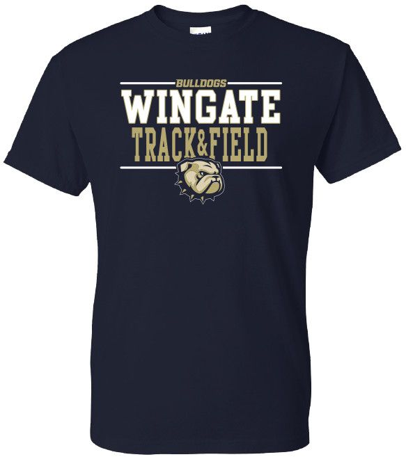 Navy Bulldogs Wingate Track and Field Dog Head Short Sleeve T Shirt, Size: SM