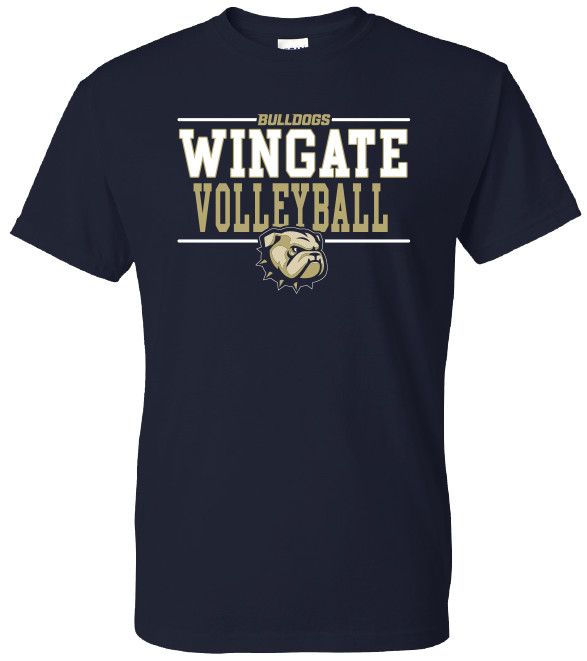Navy Bulldogs Wingate Volleyball Dog Head Short Sleeve T Shirt, Size: SM