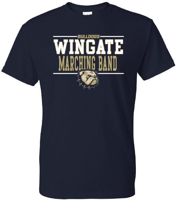 Navy Bulldogs Wingate Marching Band Dog Head Short Sleeve T Shirt, Size: SM