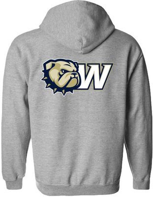 Grey Wingate Bulldogs Dog Head W Full Zip Hoodie Sweatshirt Jacket