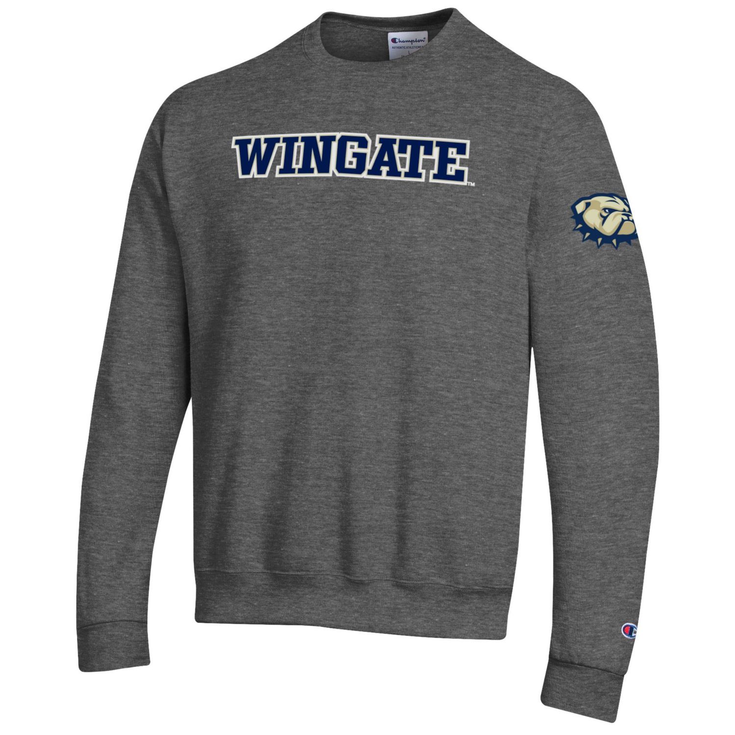 Granite Heather Wingate Sherpa Dog Head Sleeve Powerblend Crewneck Sweatshirt, Size: SM