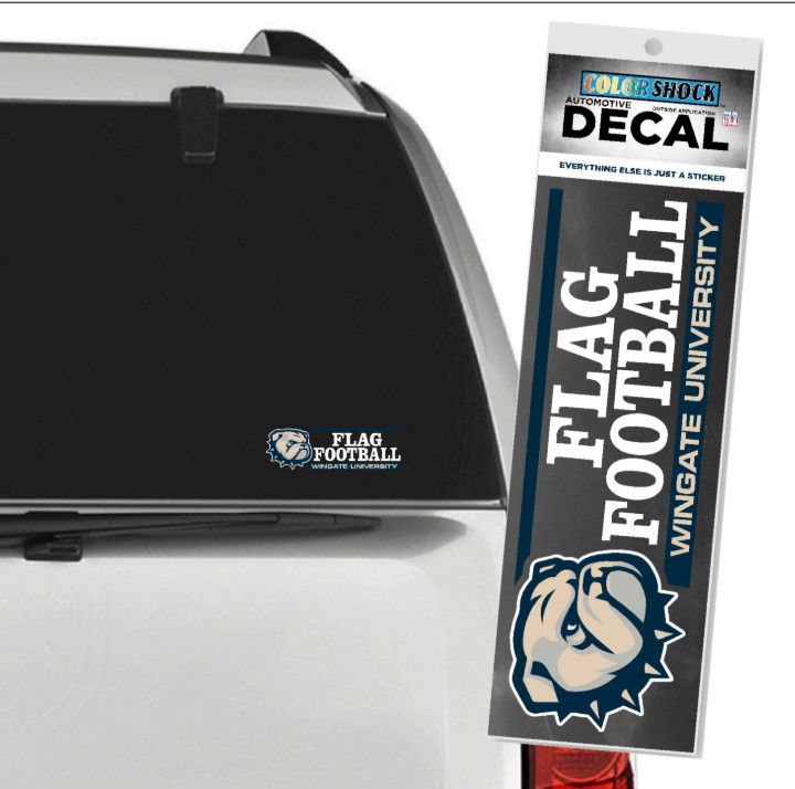 2&quot; x 6&quot; Dog Head Flag Football Over Wingate University Decal