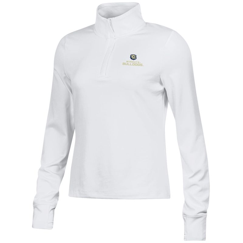 Ladies White Dog Head Wingate Bulldogs Motion 1/4 Zip Jacket