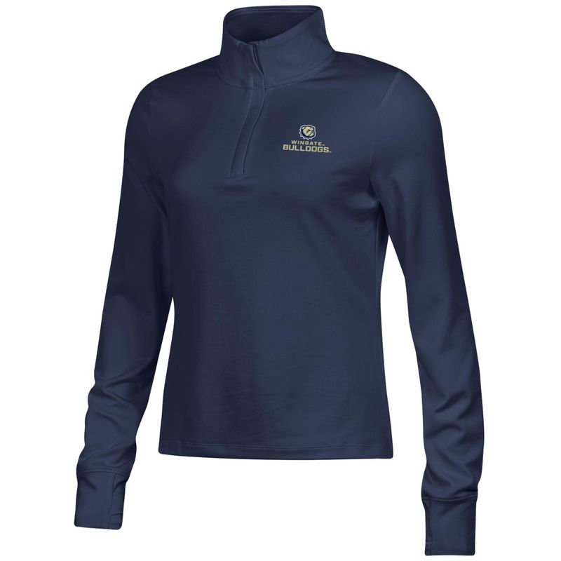 Ladies Navy Dog Head Wingate Bulldogs Motion 1/4 Zip Jacket