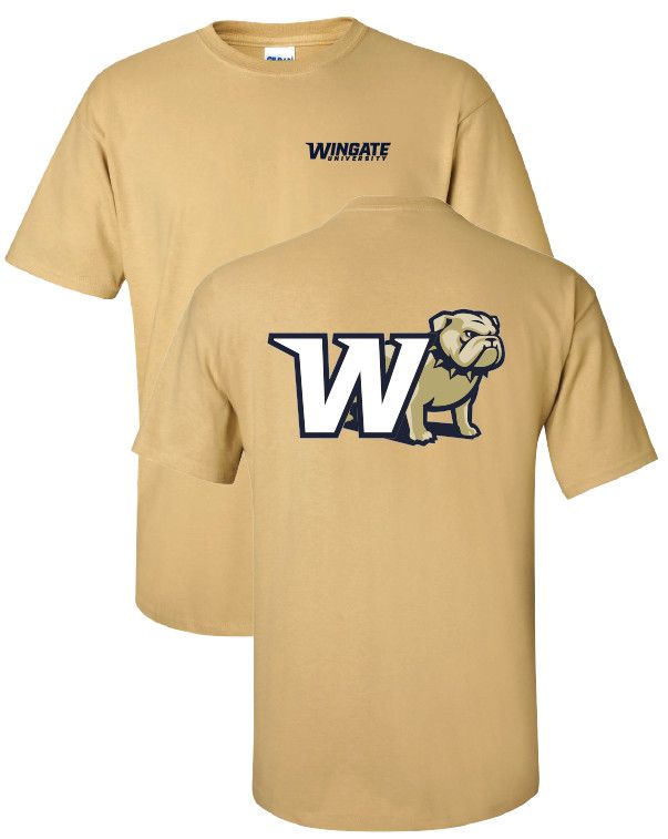 Vegas Gold Wingate University W 1/2 Standing Dog Back Short Sleeve T Shirt, Size: MD